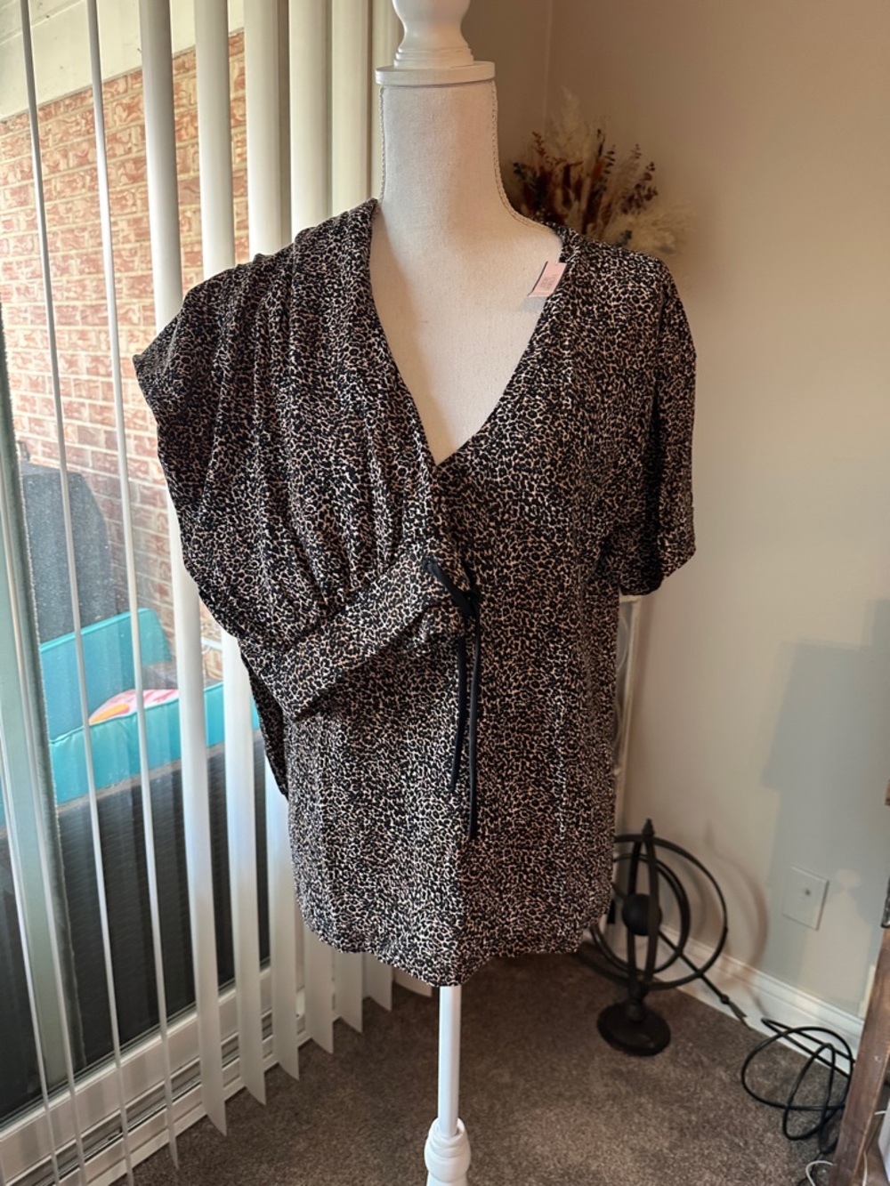 Brown Leopard-Print Short-sleeve lounger or PJ set